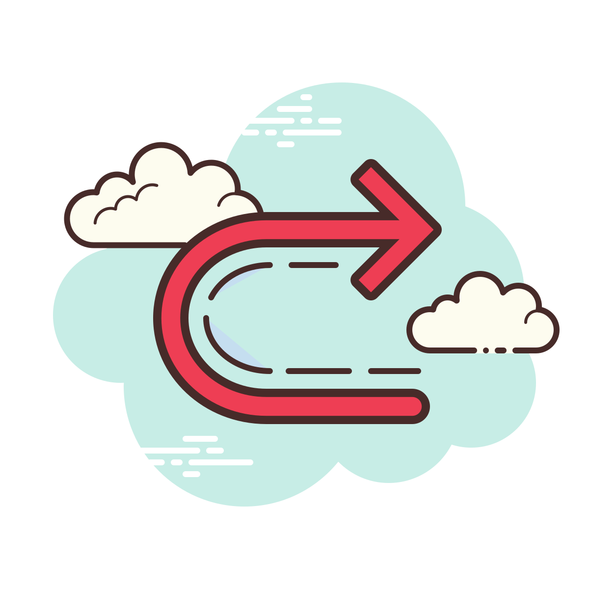 cloud style u turn to right icon