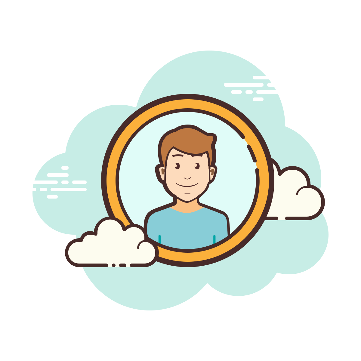 cloud style user male circle icon