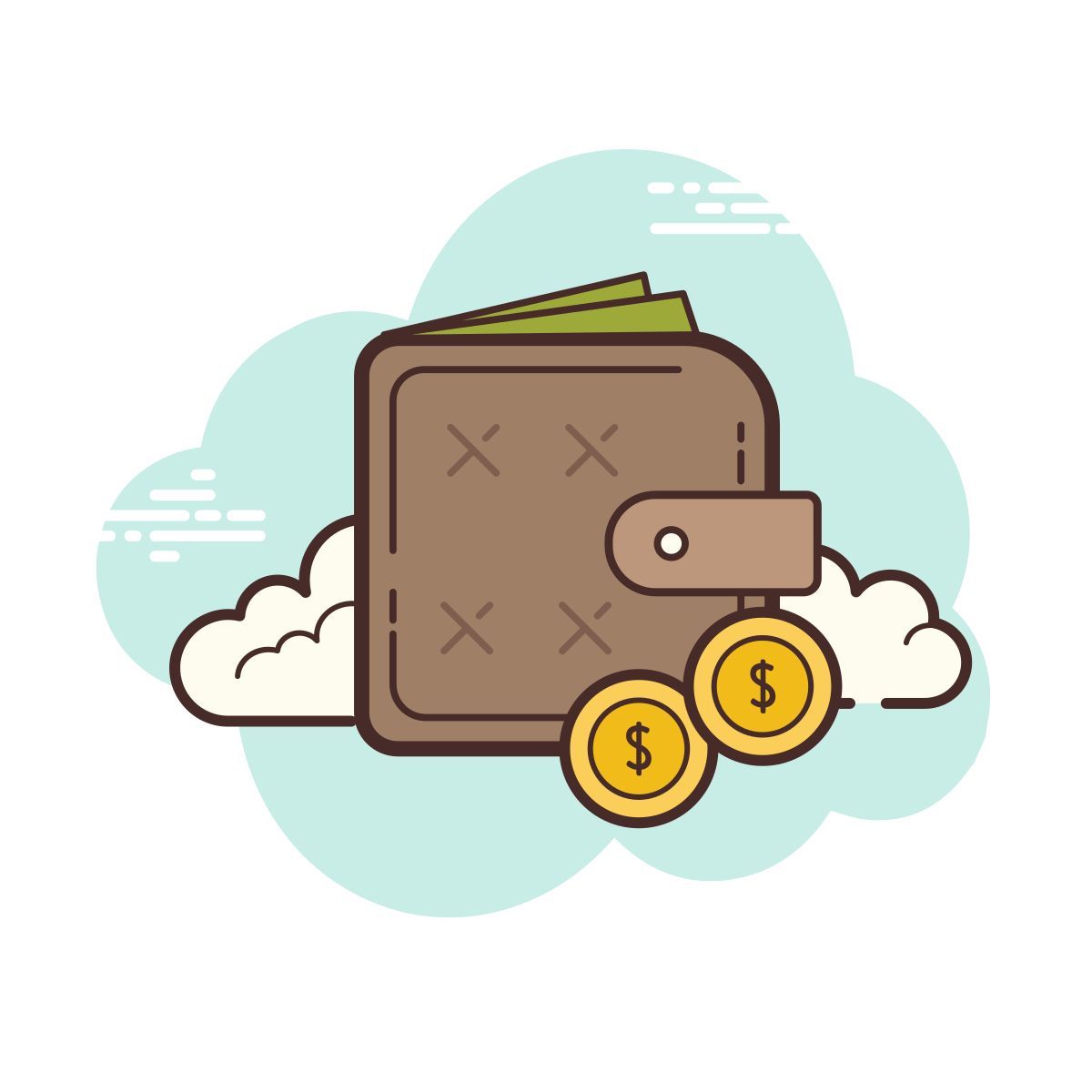 cloud style wallet icon