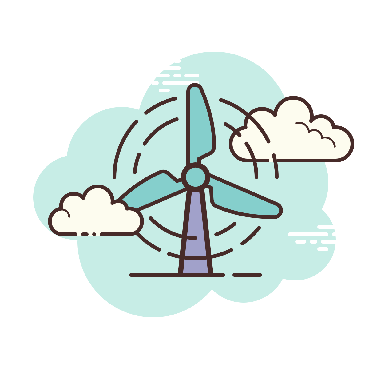 cloud style wind turbine icon