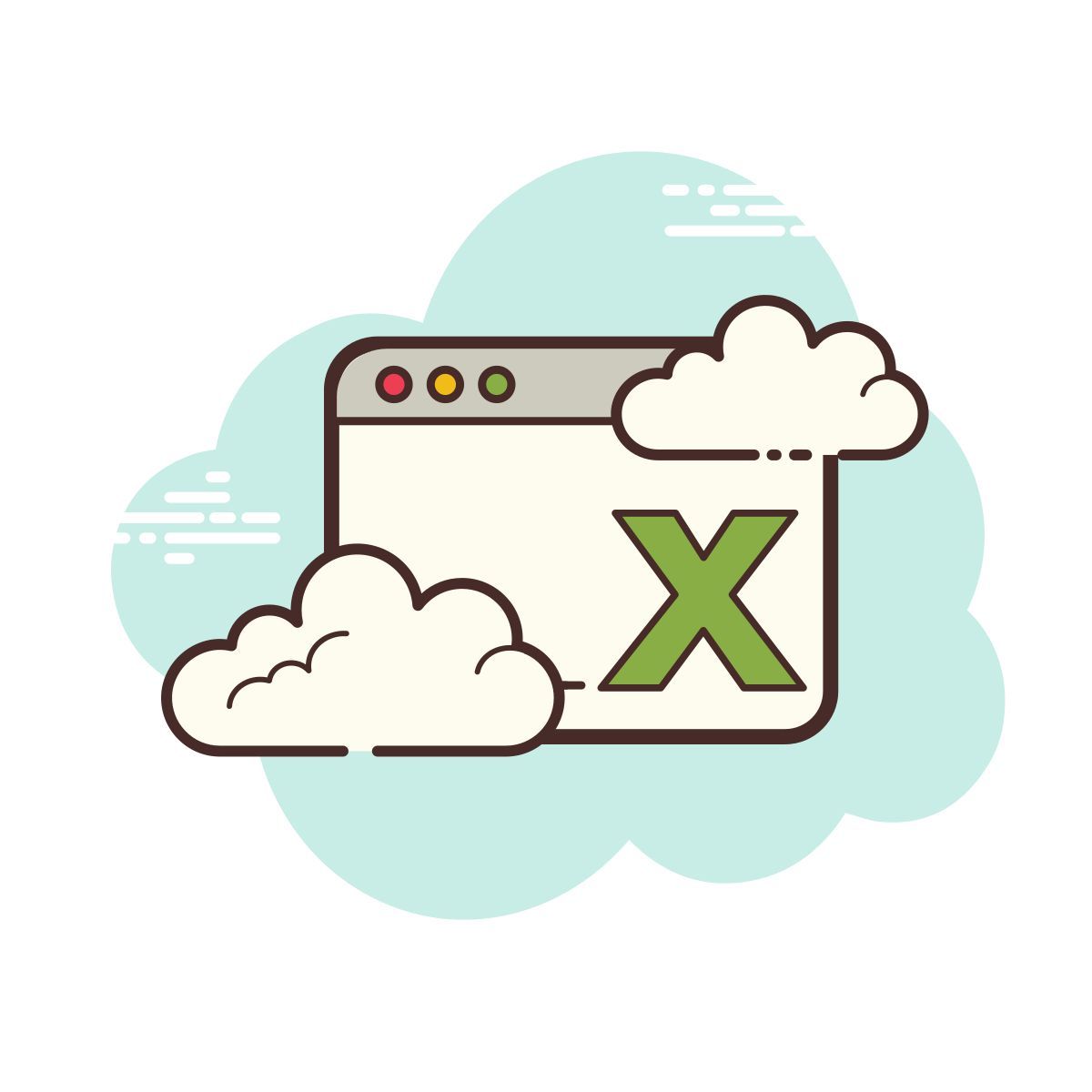 cloud style ventana excel icon