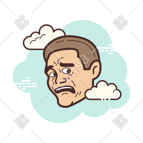 Scared Face Meme icon in Cloud Style