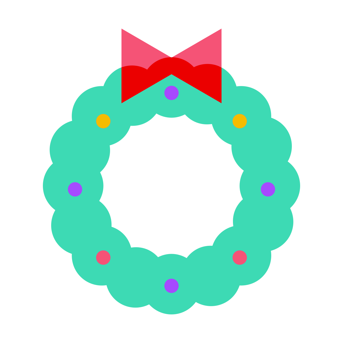 color glass style christmas wreath icon