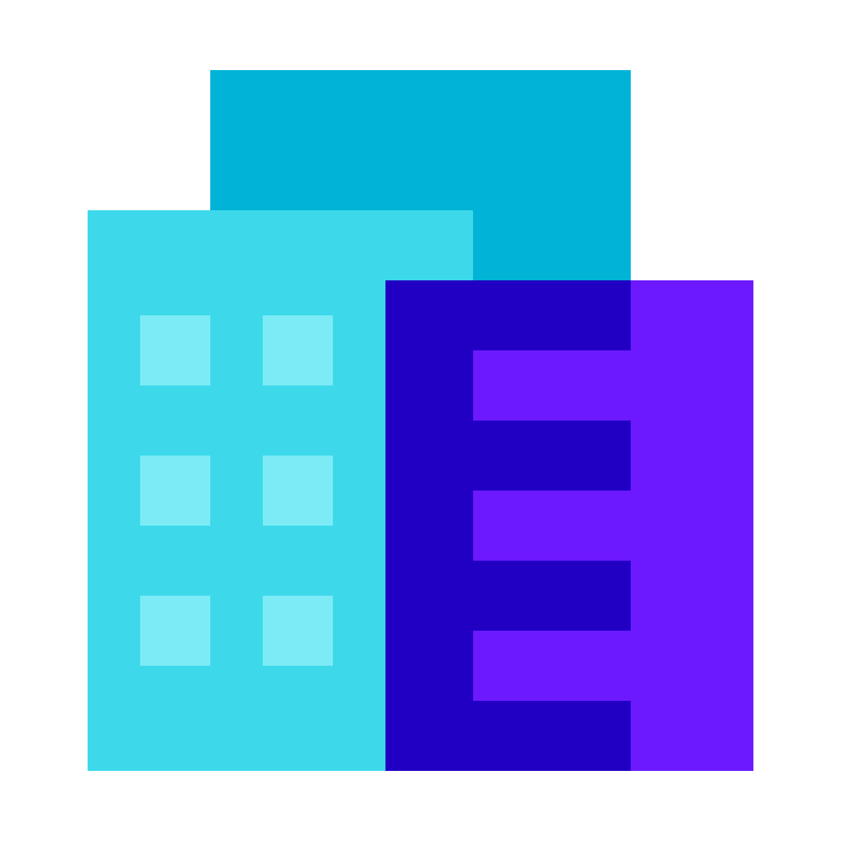 color glass style city buildings icon