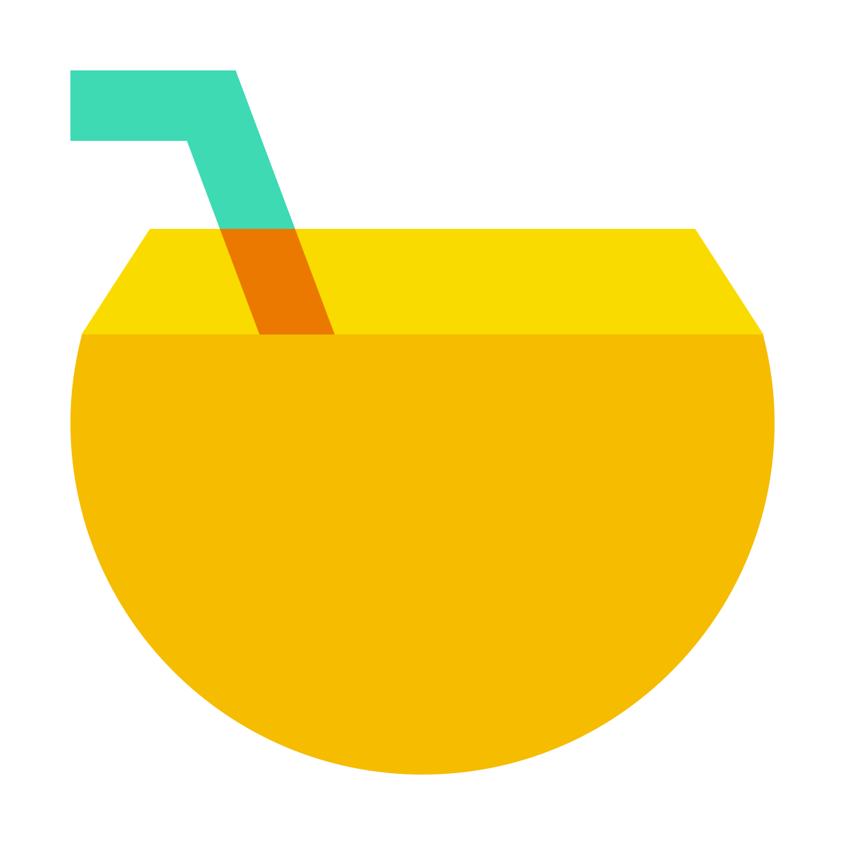 color glass style coconut cocktail icon