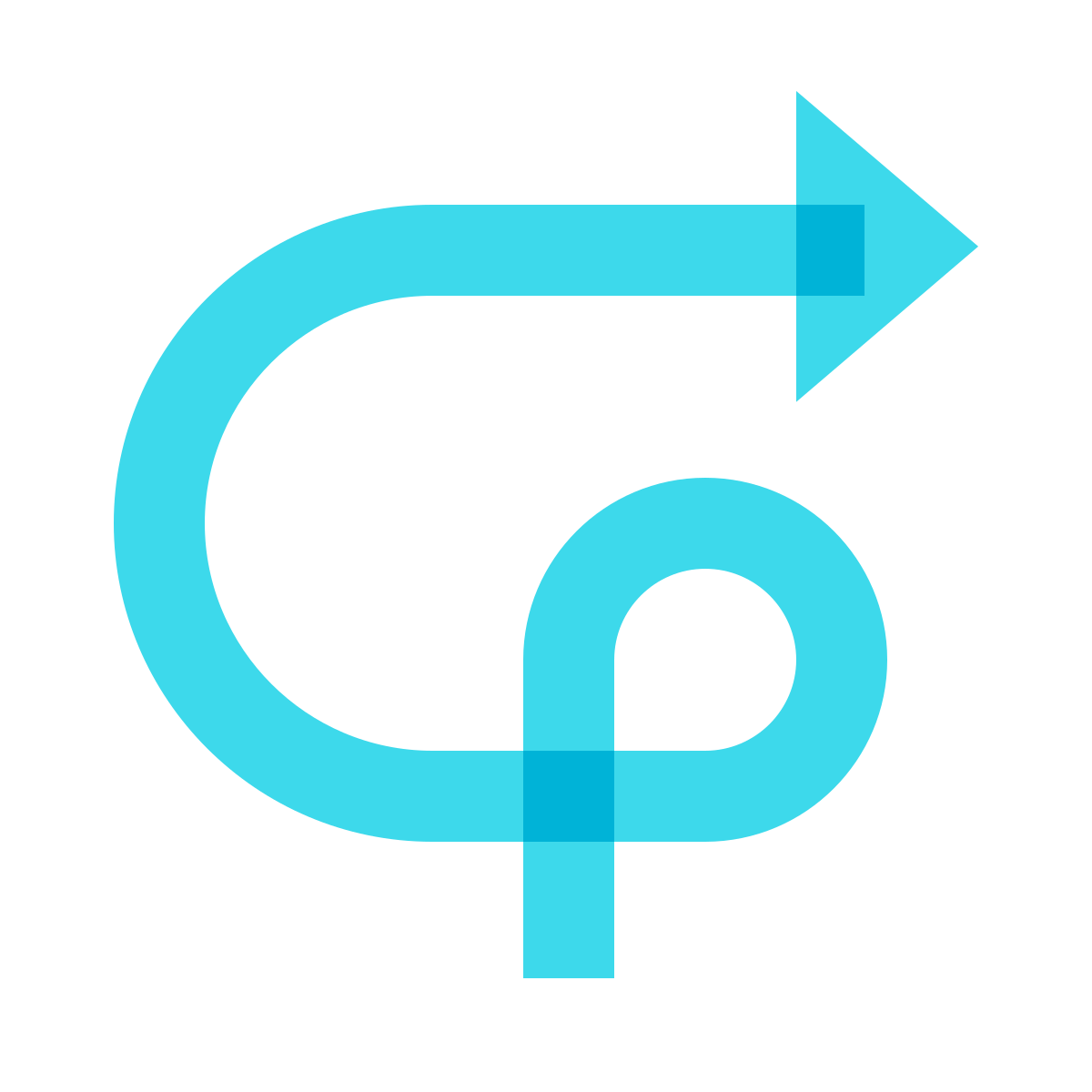 color glass style curly arrow icon