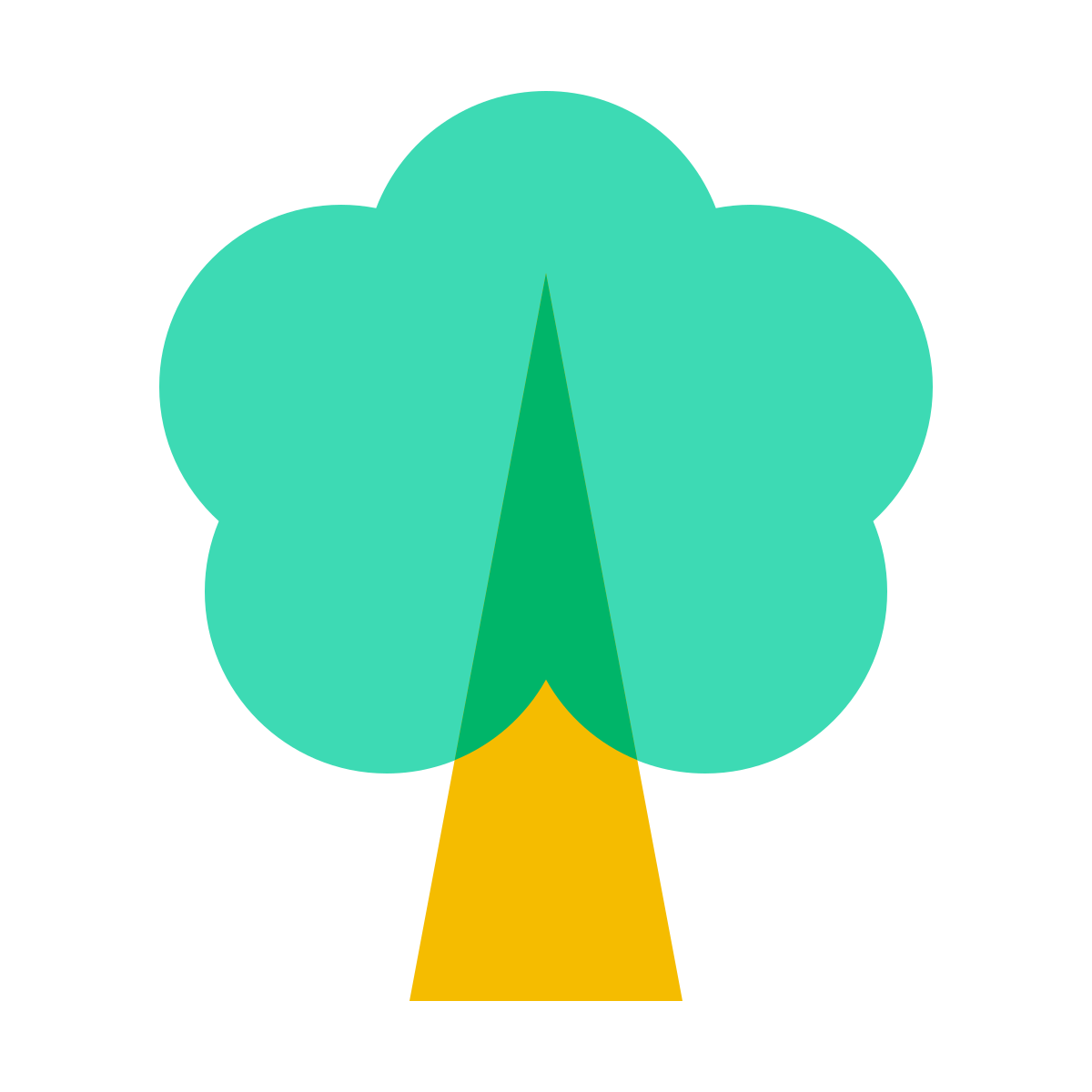 color glass style deciduous tree icon