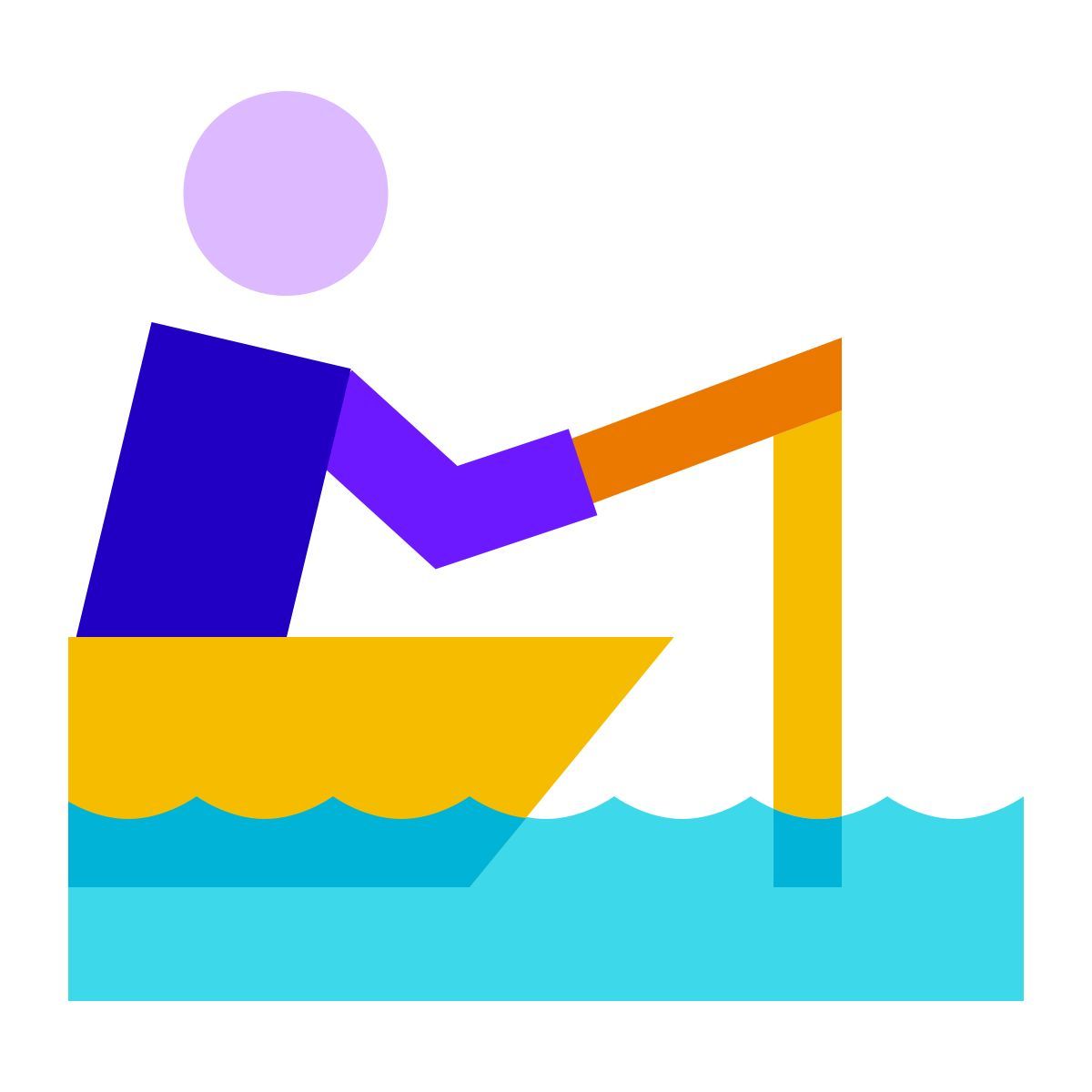 color glass style fischer im boot icon