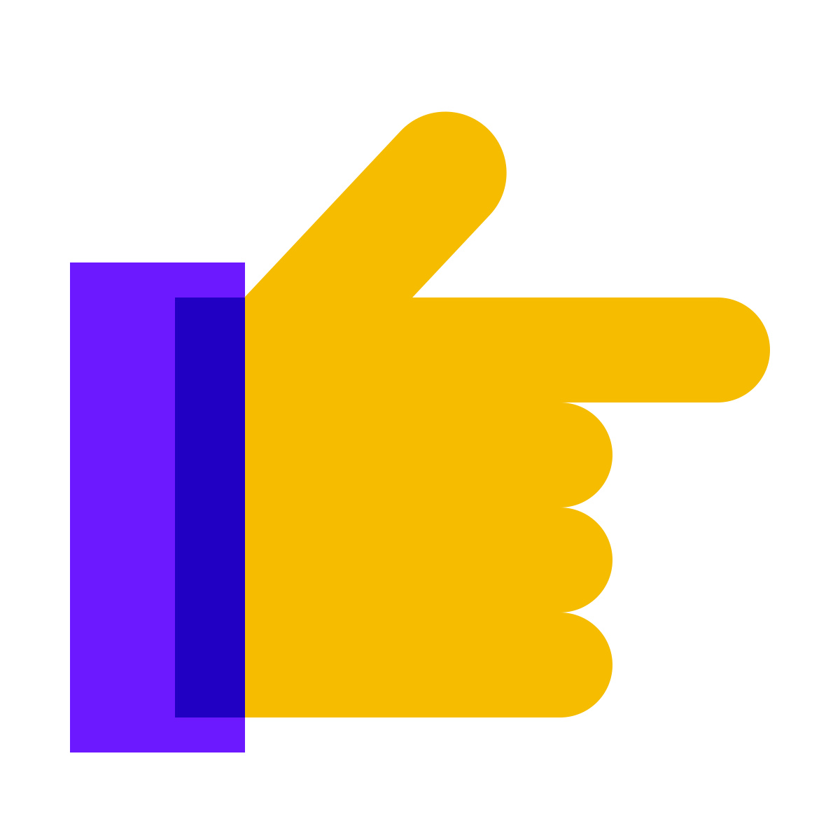 color glass style hand right icon
