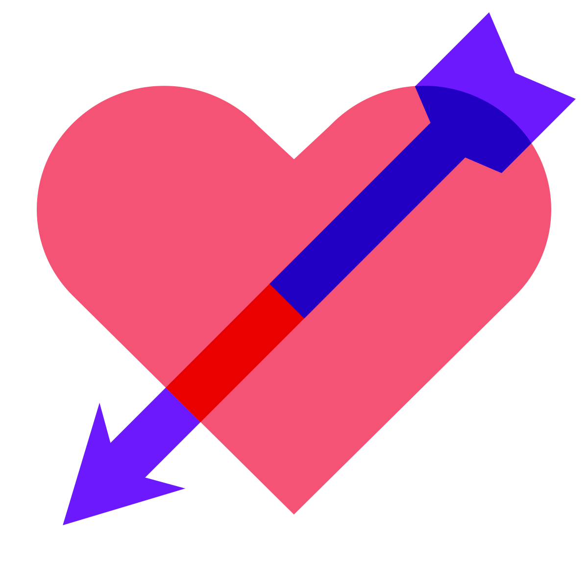 color glass style heart with arrow icon