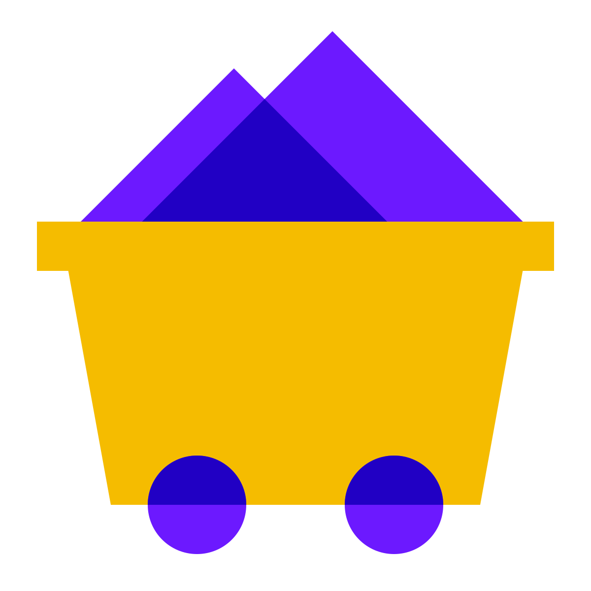 color glass style mine cart icon