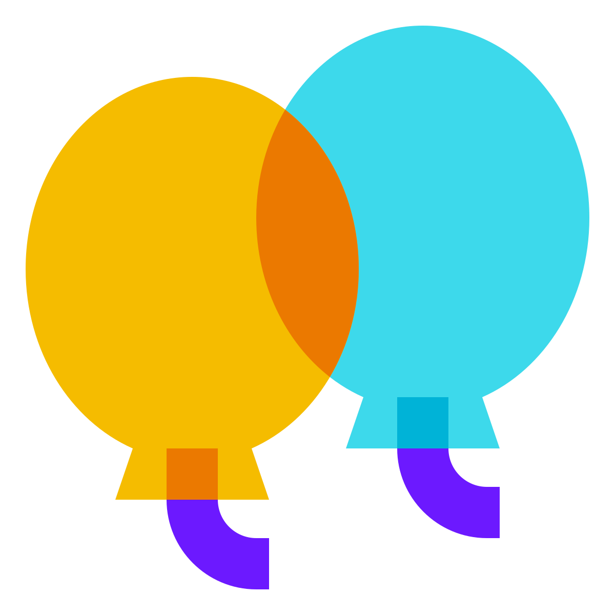 color glass style party baloons icon