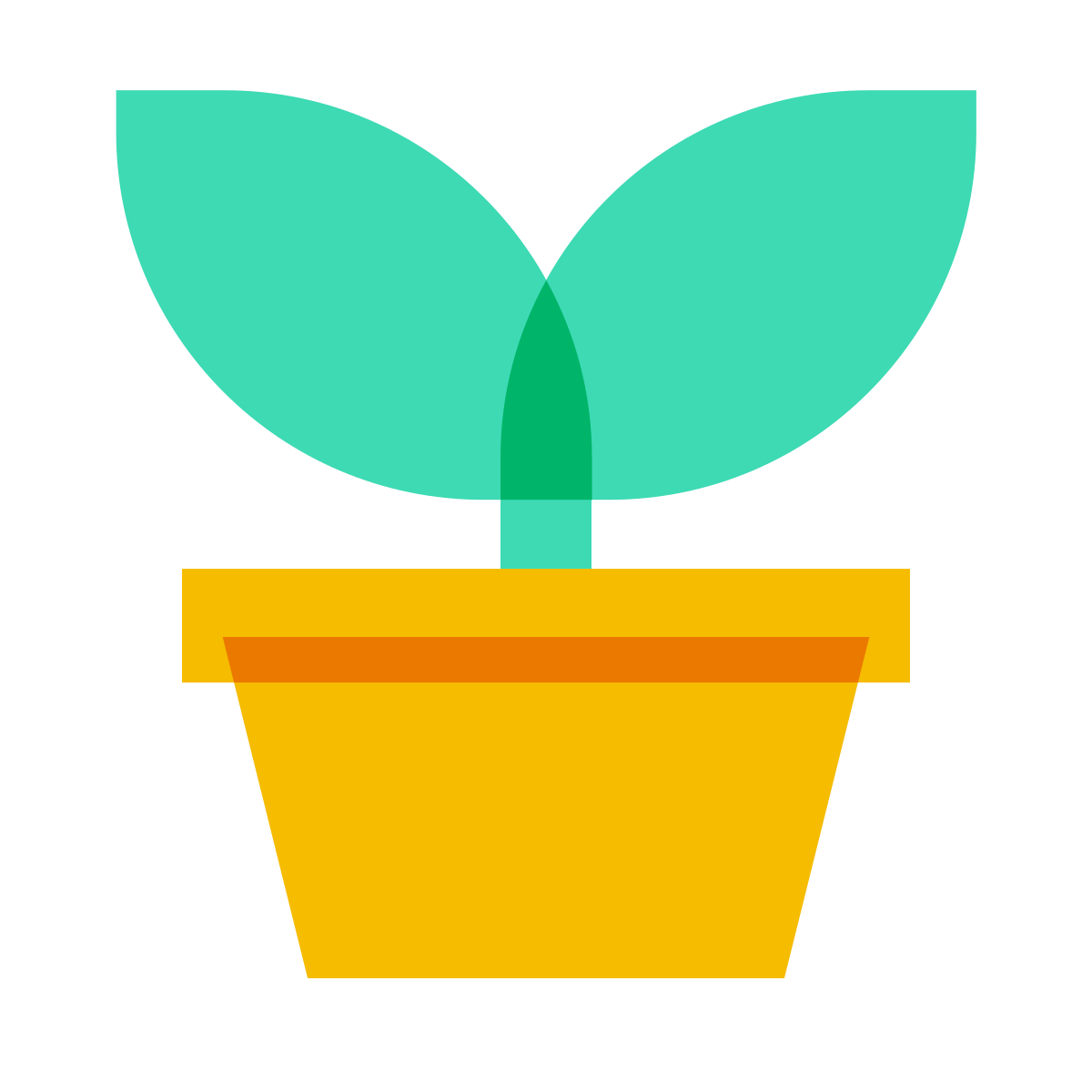color glass style potted plant icon
