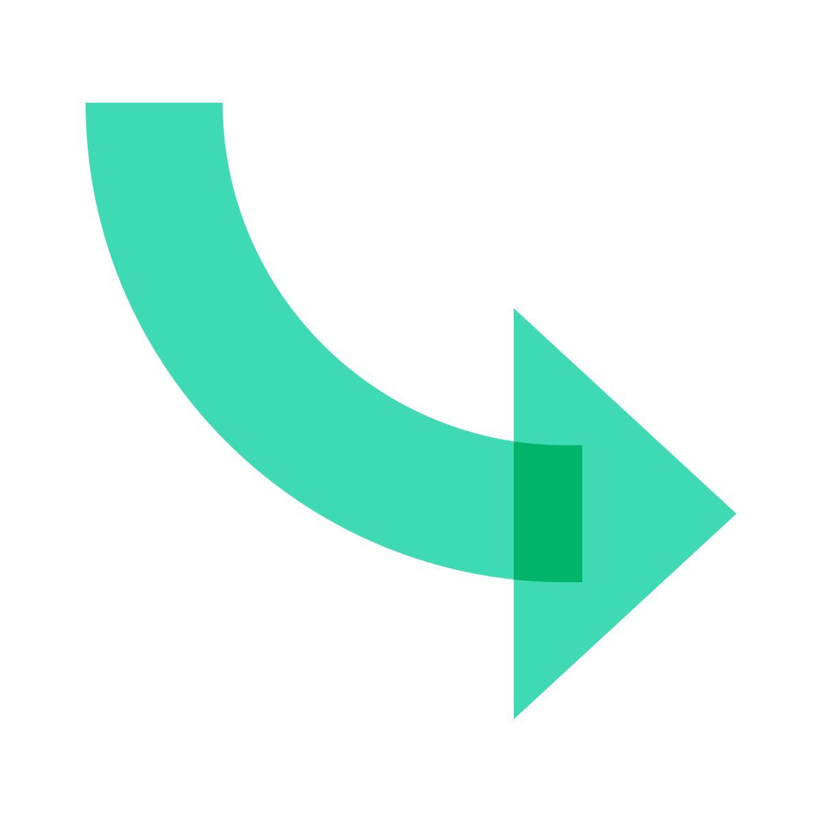 color glass style curved arrow icon