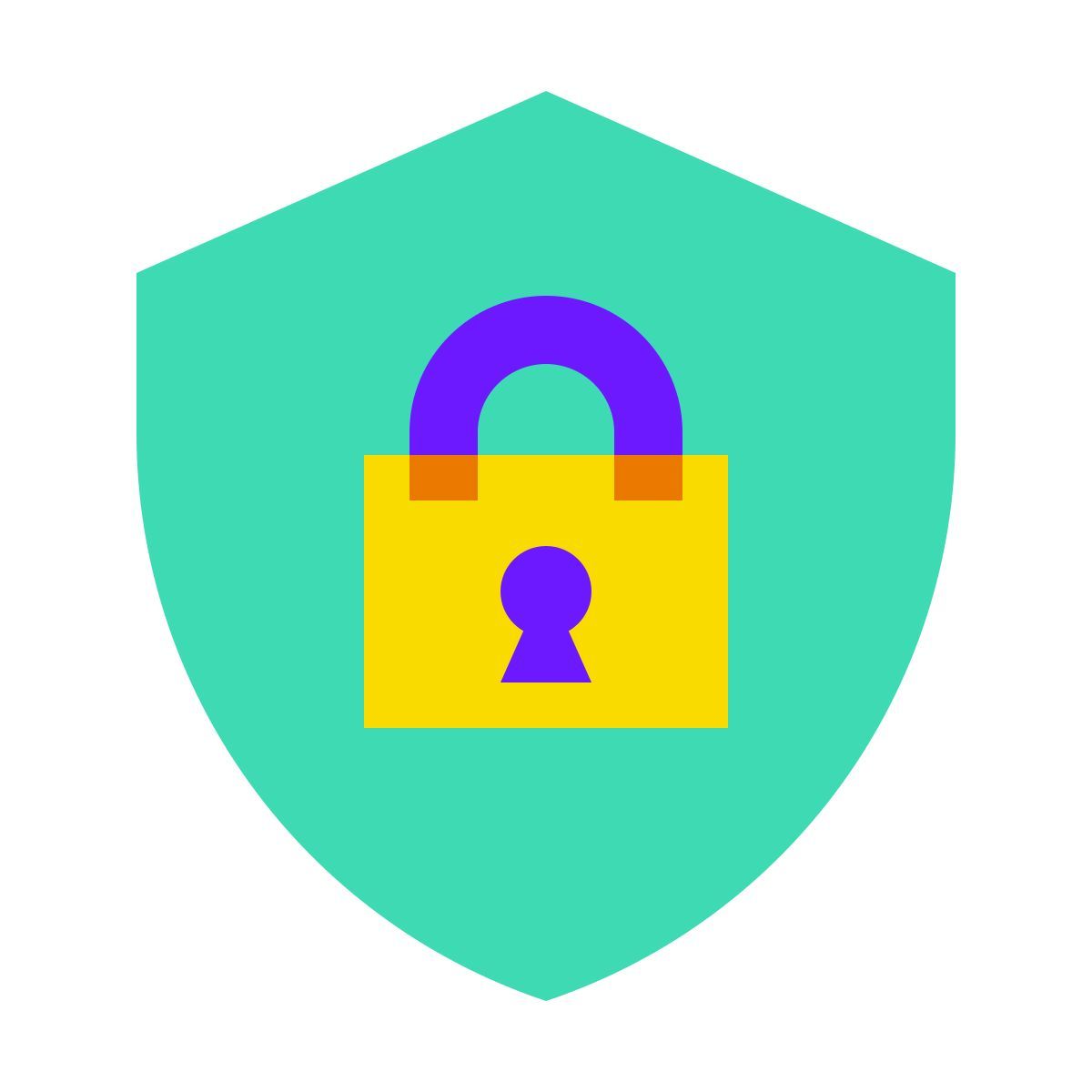 color glass style security shield icon