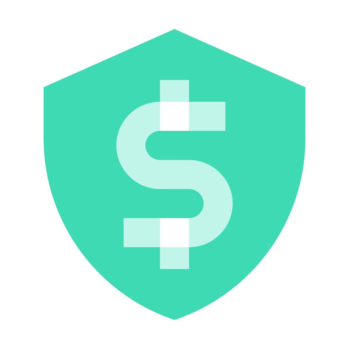 color glass style scudo con un segno di dollaro icon