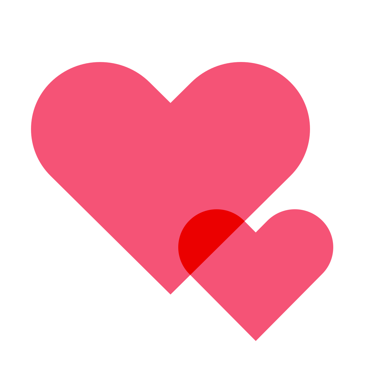 color glass style two hearts icon