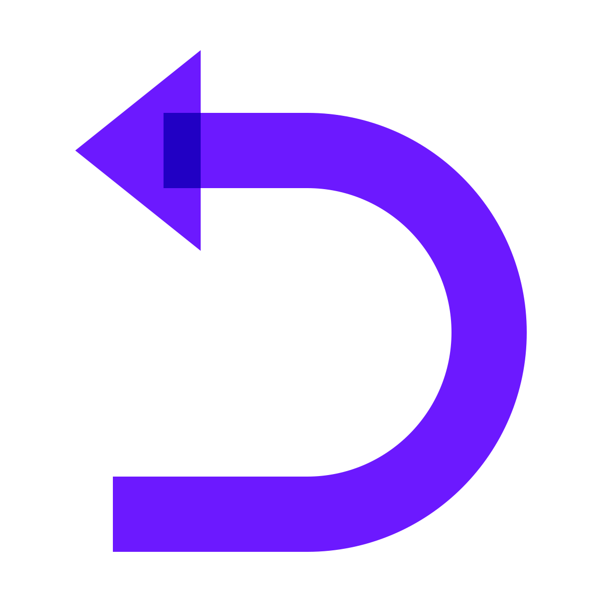 color glass style u turn to left icon