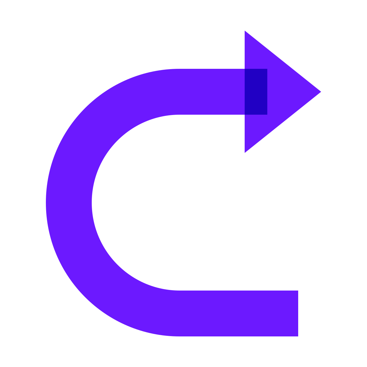 color glass style u turn to right icon