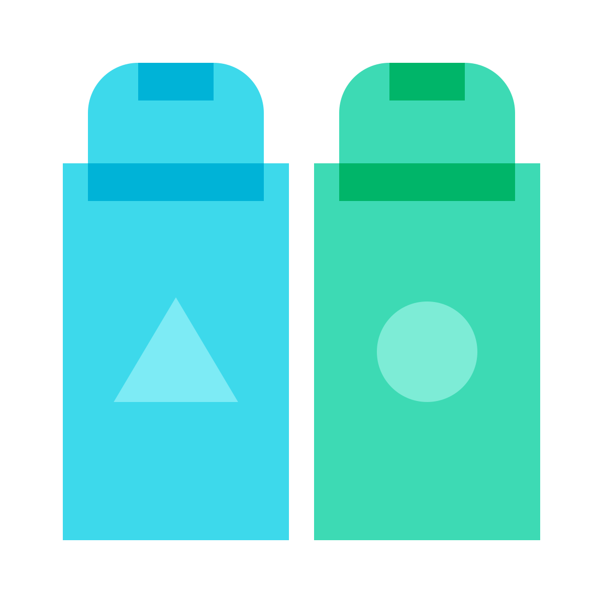 color glass style waste separation icon
