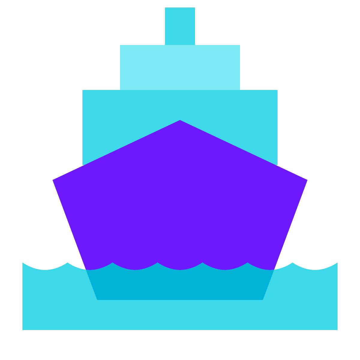 color glass style water transportation icon
