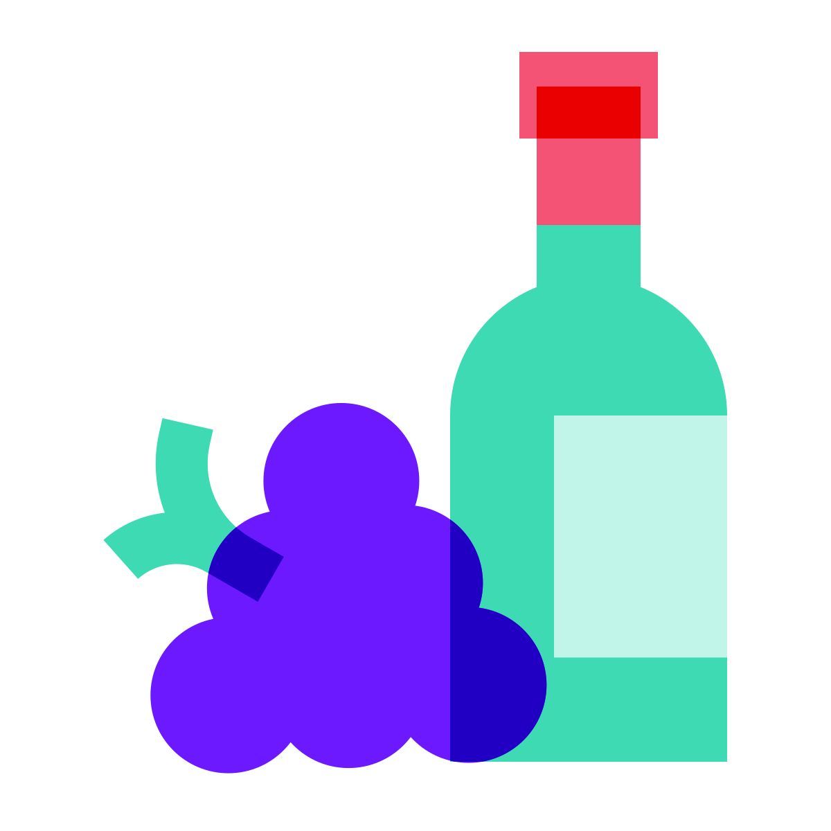 color glass style 葡萄酒和葡萄 icon