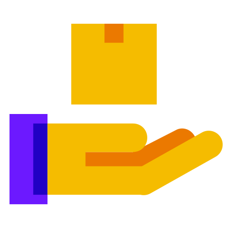 Hand Box icon in Color Glass Style