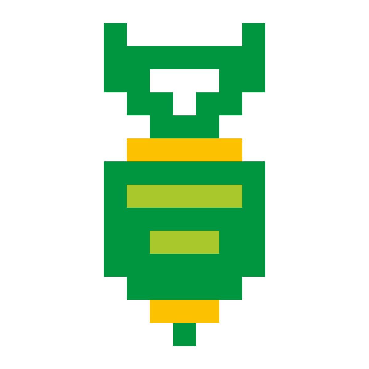 color pixels style atomic bomb icon