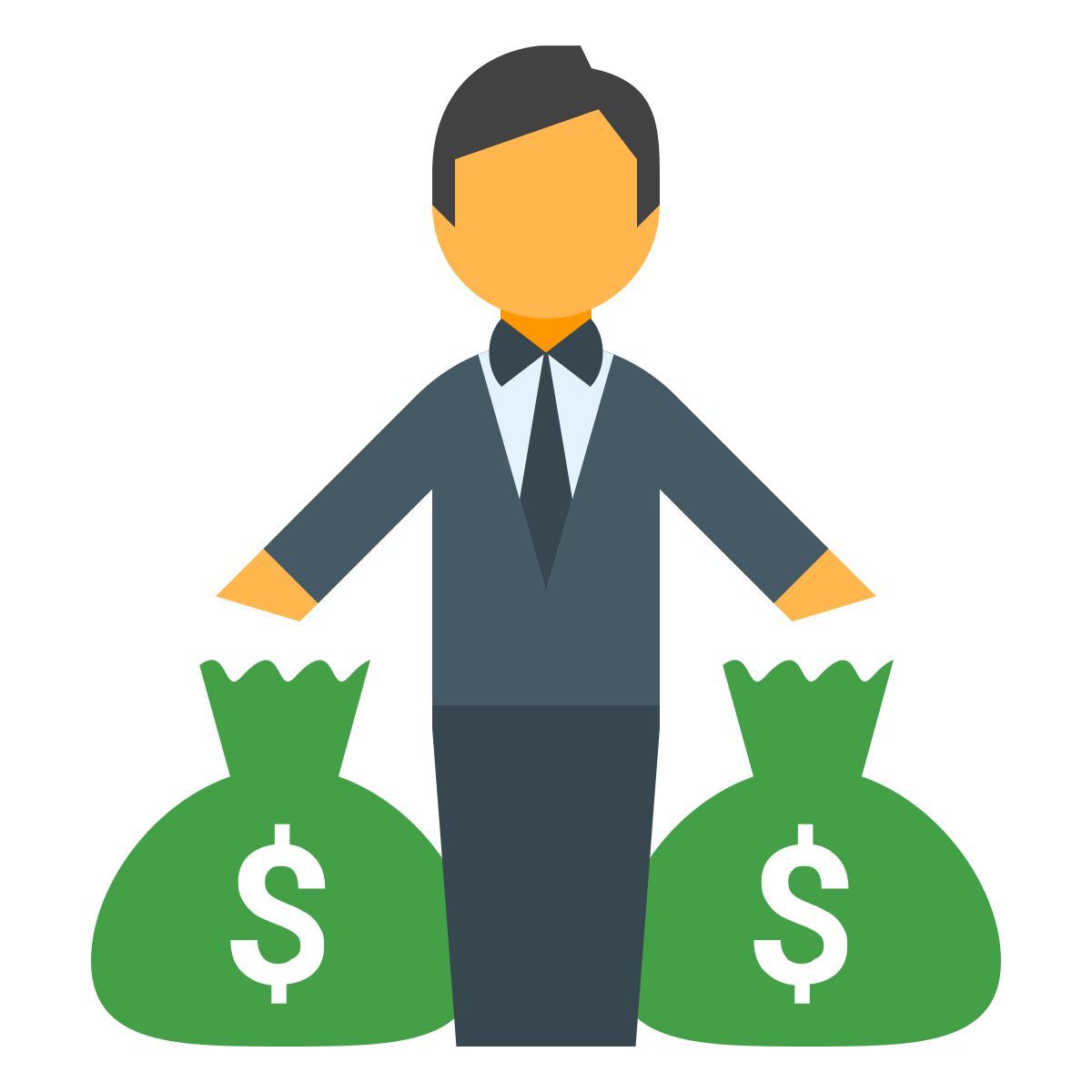 color style homem segurando sacos com dinheiro icon