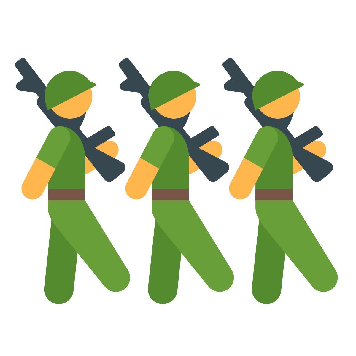 color style three soldiers marching icon