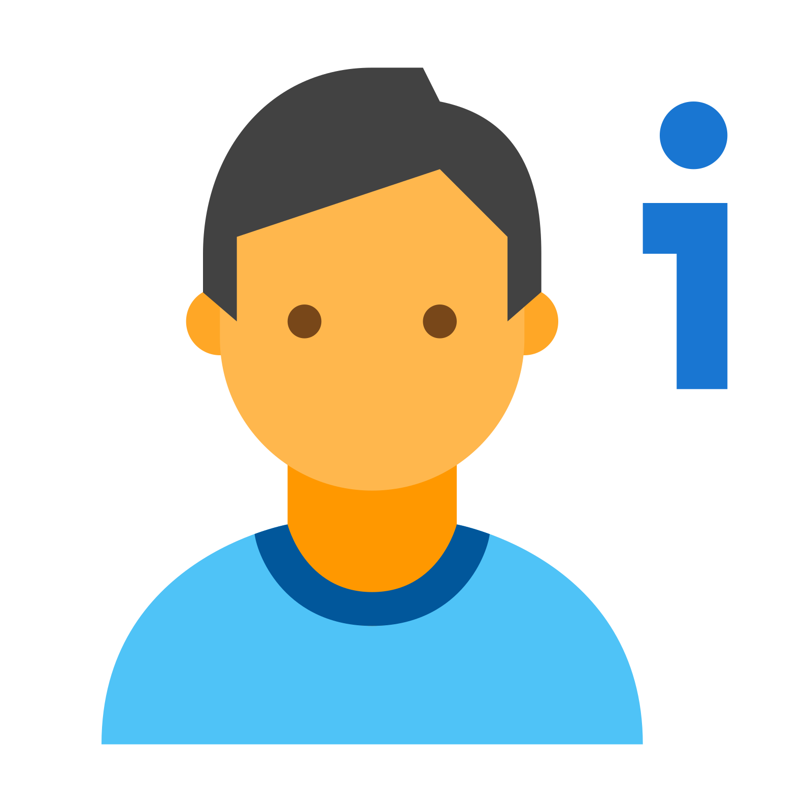 the about us icon is an outline of a mans head, neck and