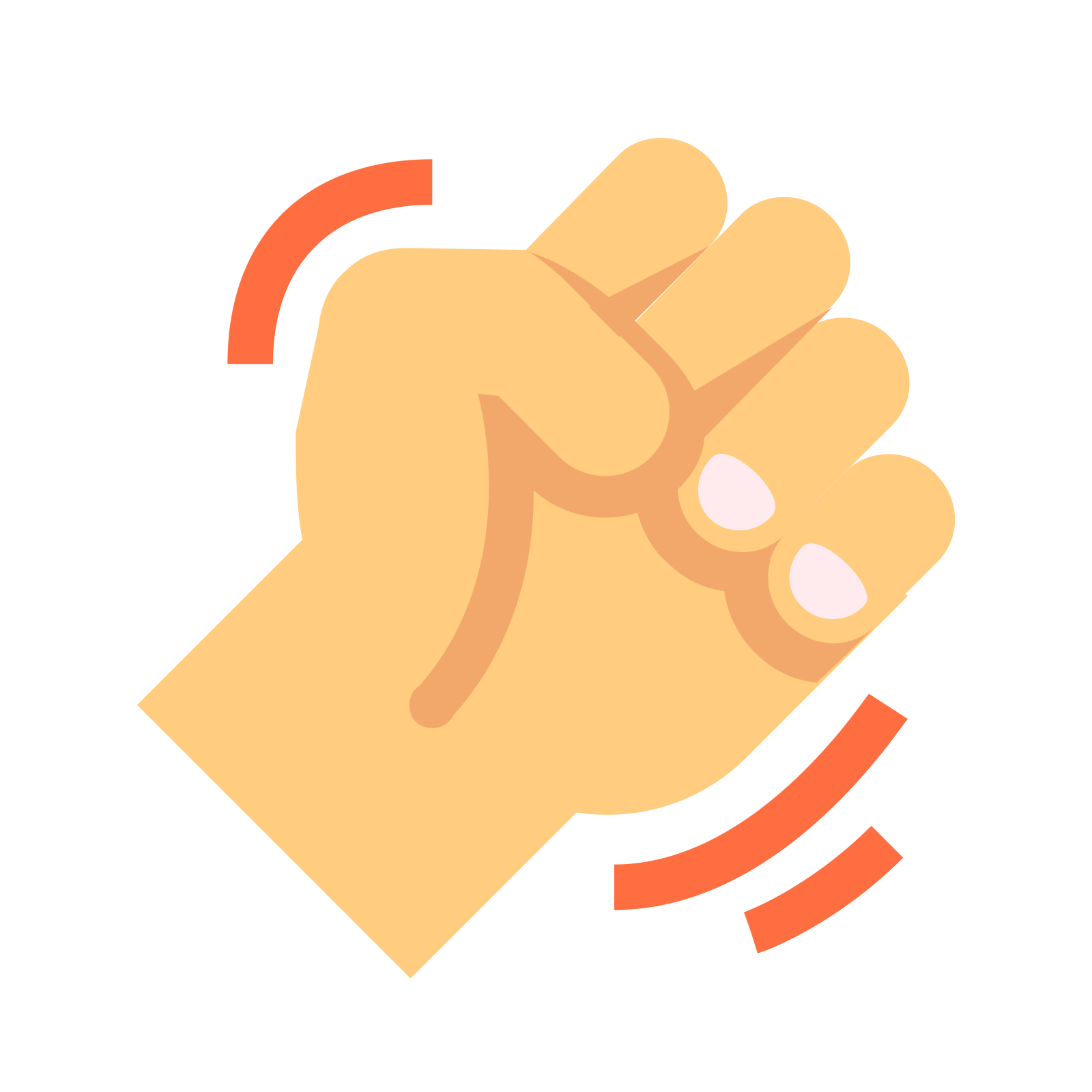 all of the fingers and thumbs are folded in to indicate that it