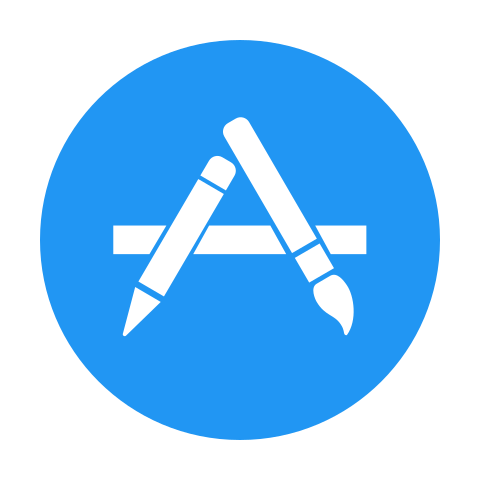 Apple App Store 图标，蓝色背景上的白色字母A