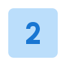 Icon of the number 2 in a small light blue box