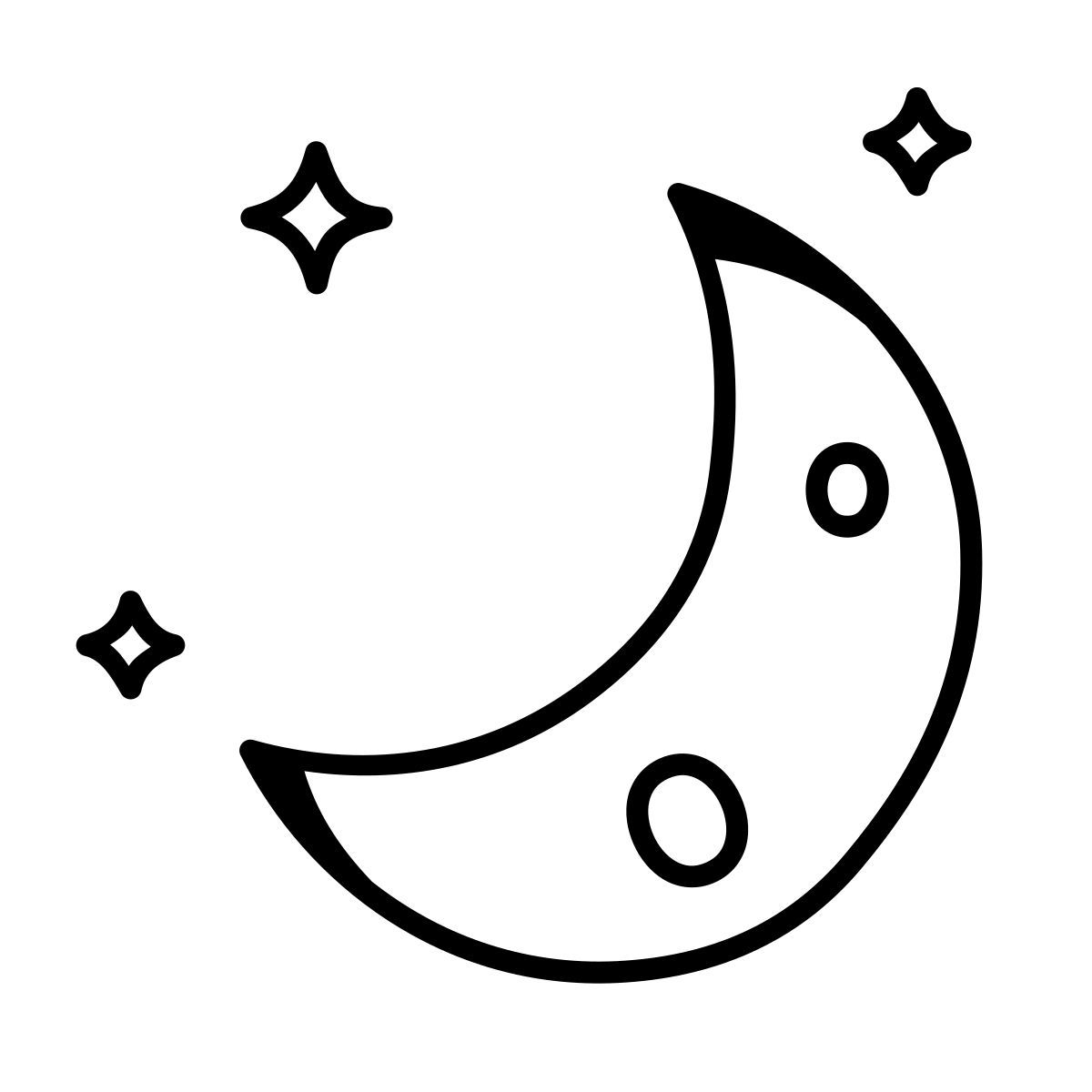 comic style moon and stars icon