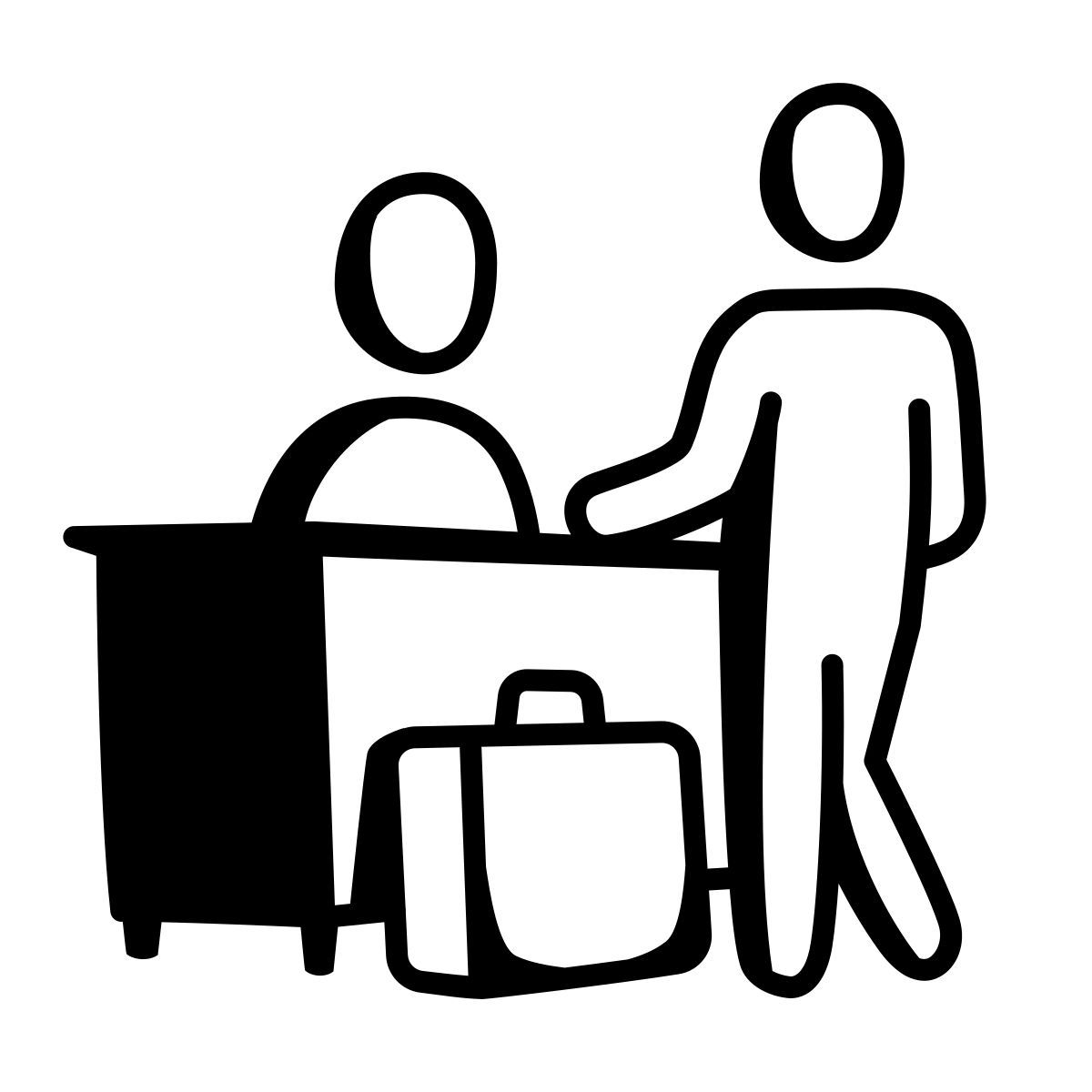 comic style banco del check in icon