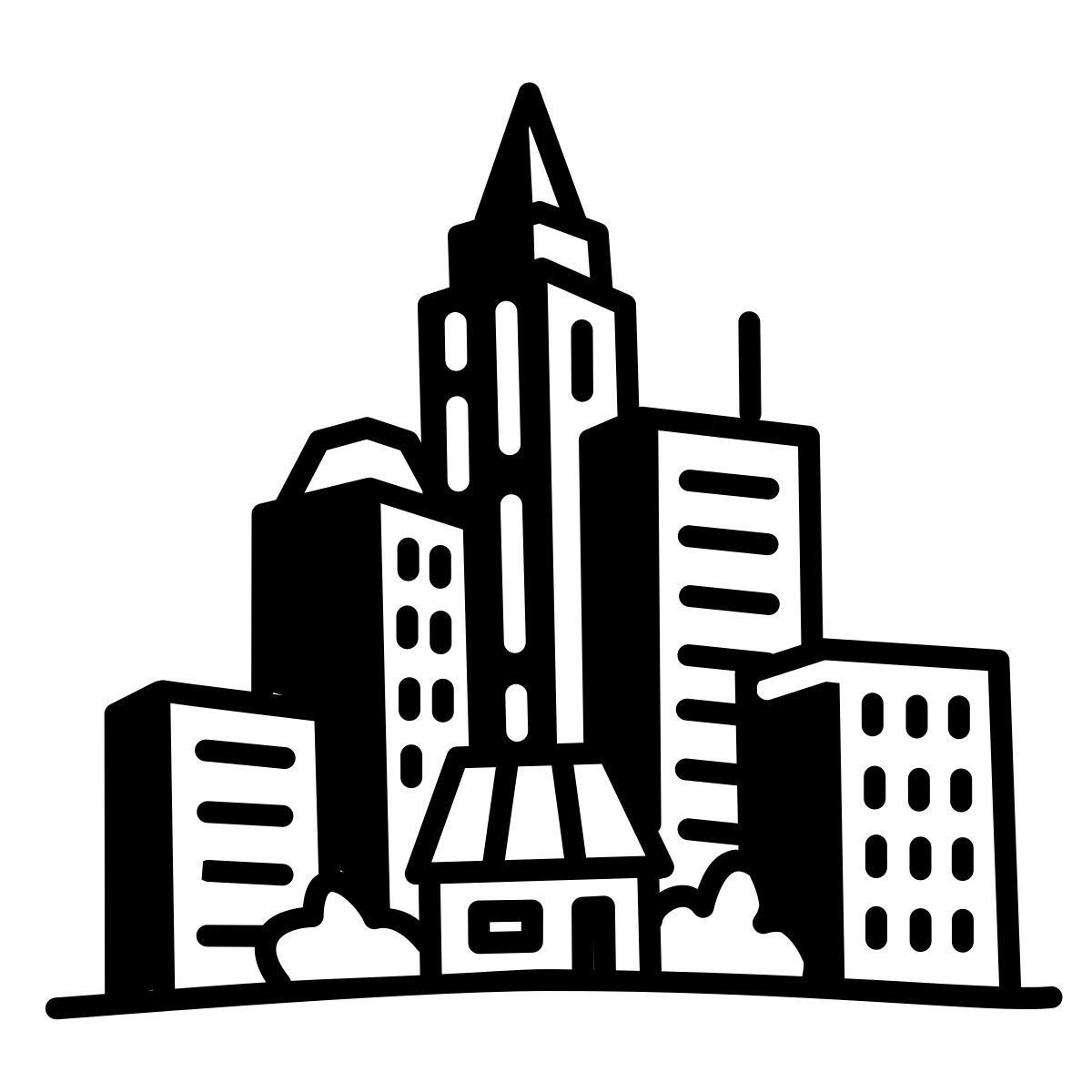comic style edificios de la ciudad icon