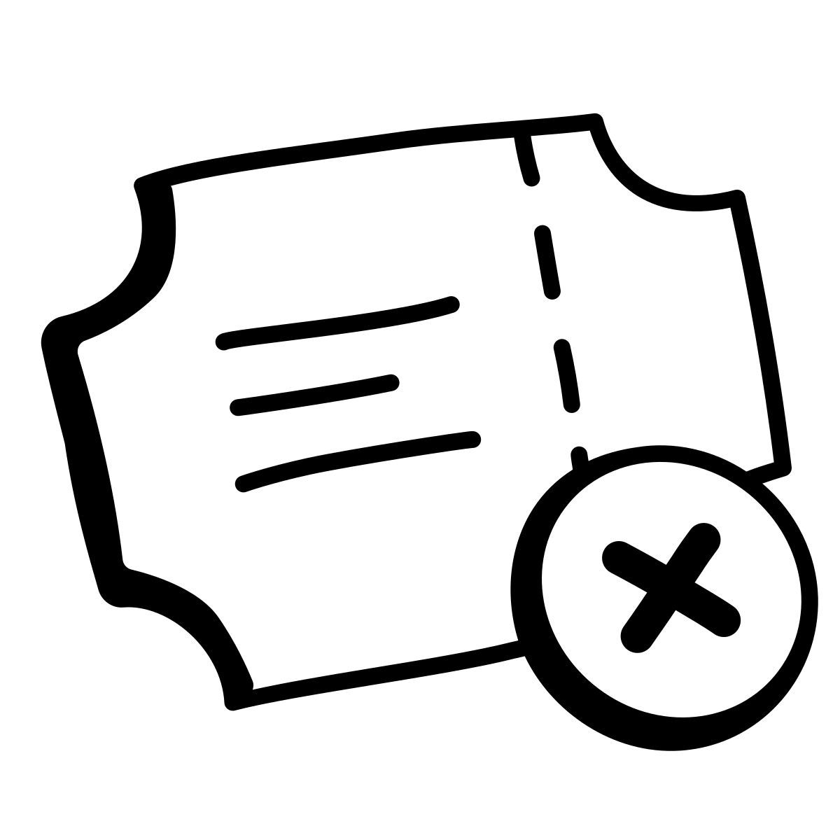 comic style excluir o bilhete icon