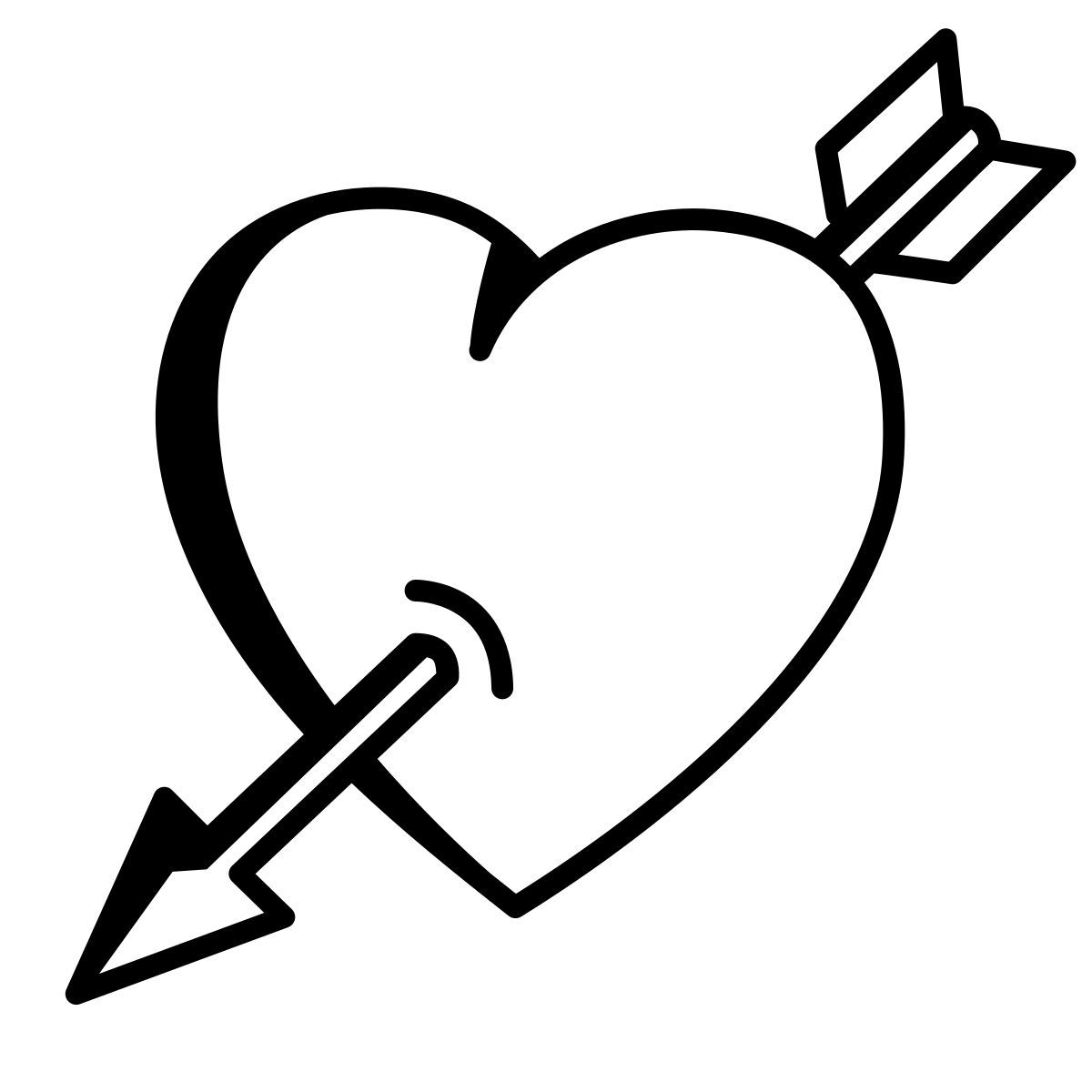 comic style cuore con freccia icon
