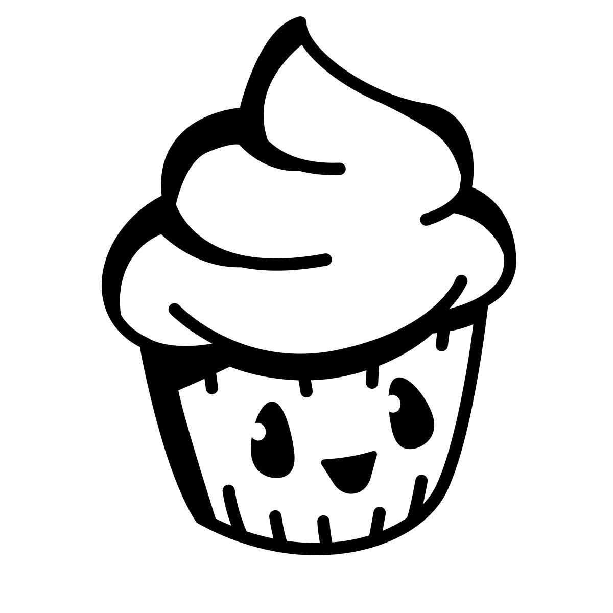 comic style kawaii cupcake icon