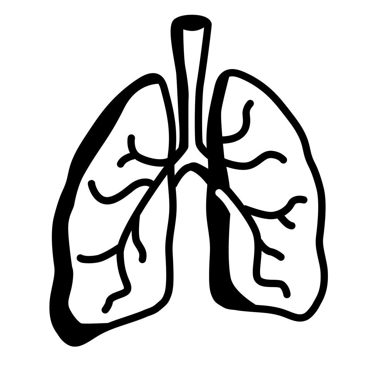 comic style lungs icon