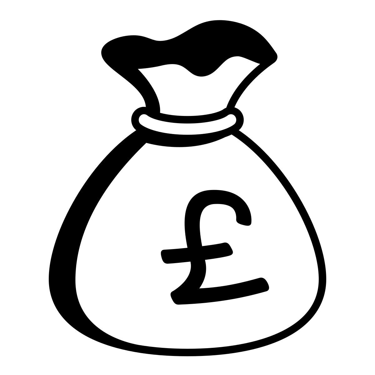 comic style money bag pounds icon