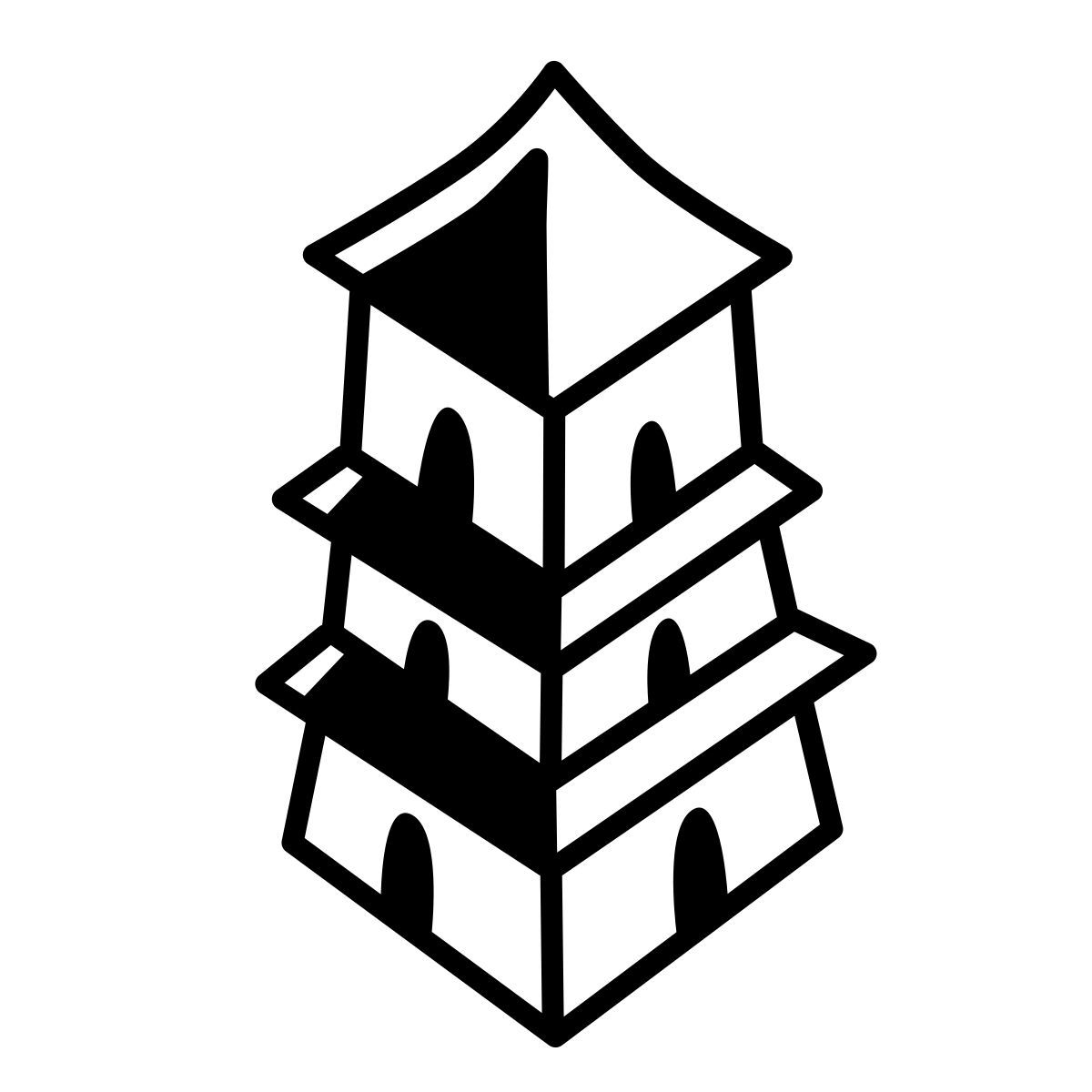 comic style pagode icon