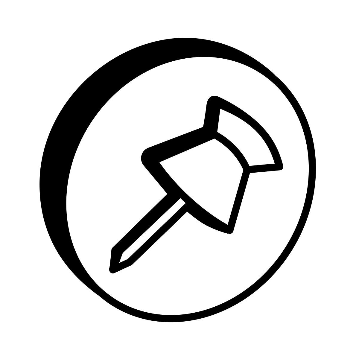 comic style pin in circle icon