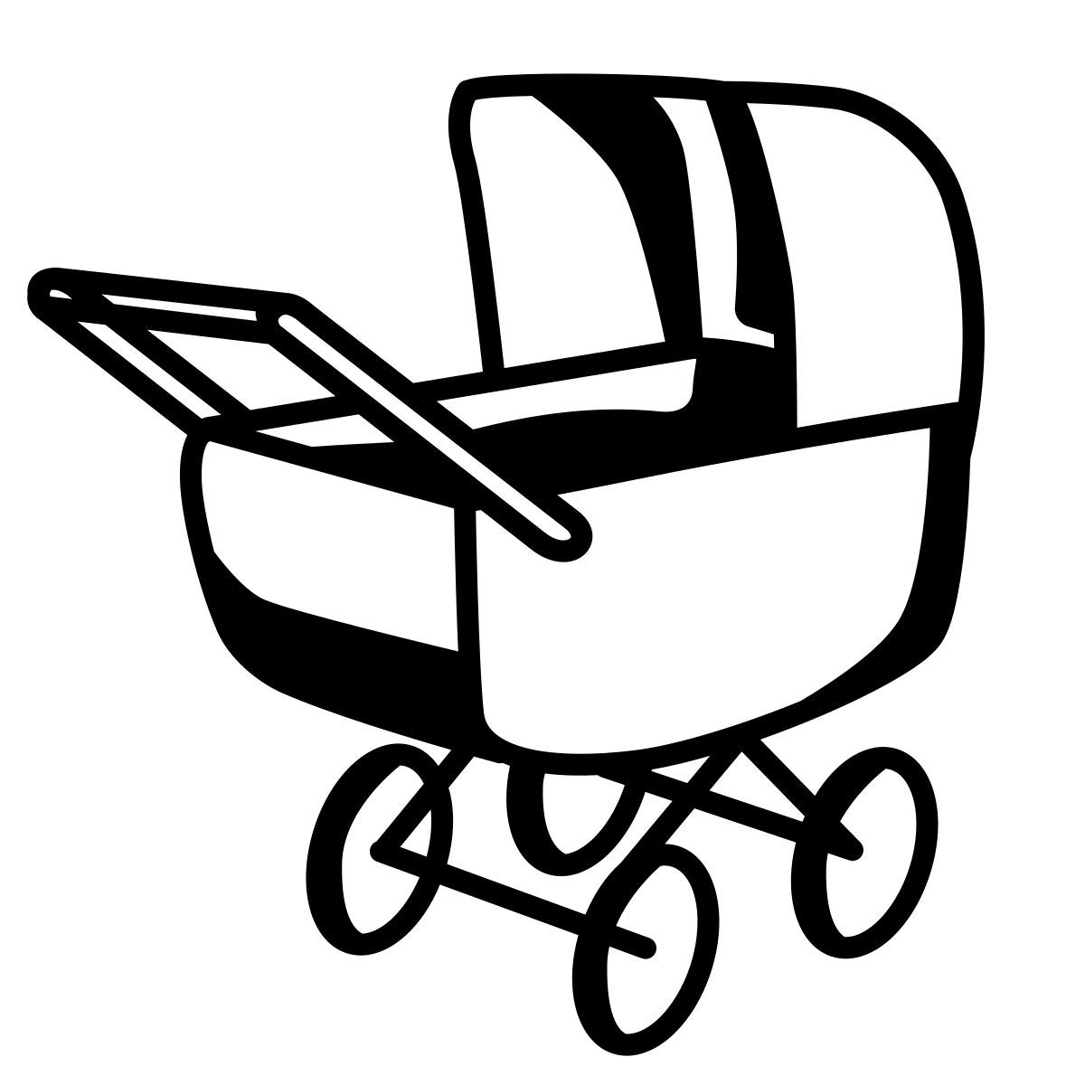 comic style baby stroller icon