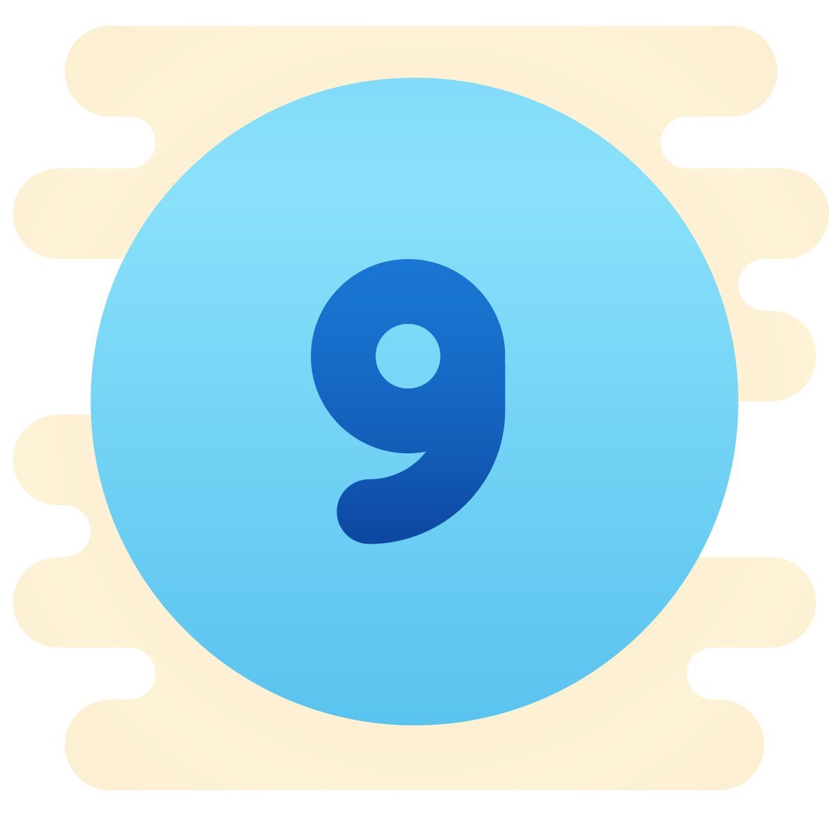 cute clipart style 9 en círculo icon