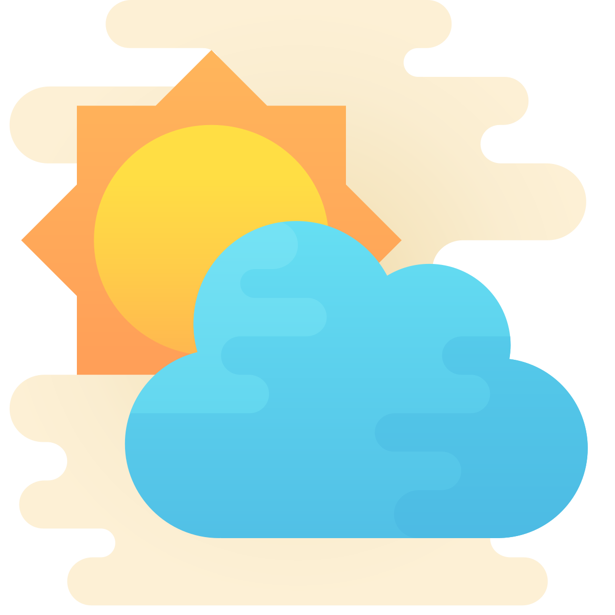 cute clipart style partly cloudy day icon