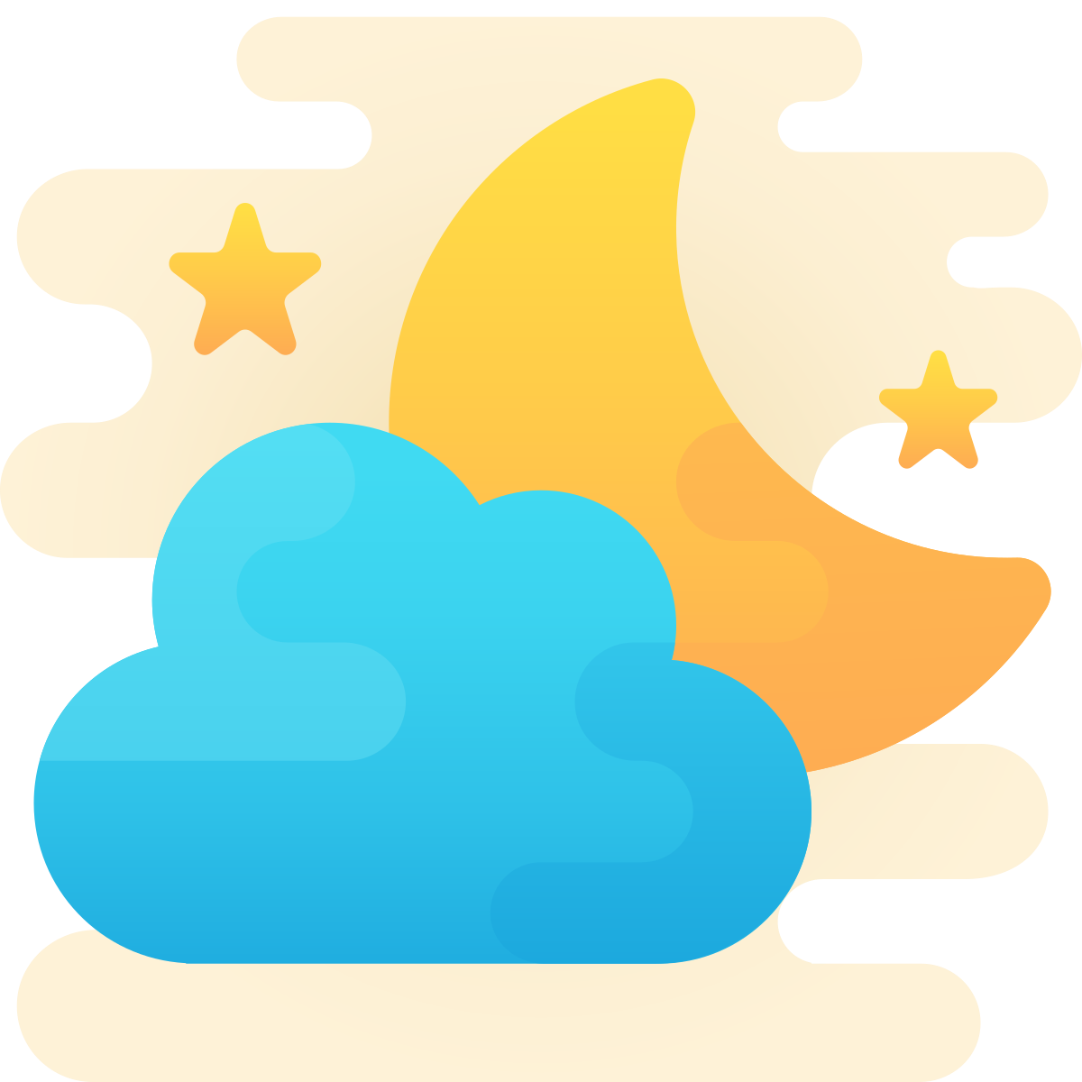 cute clipart style partly cloudy night icon