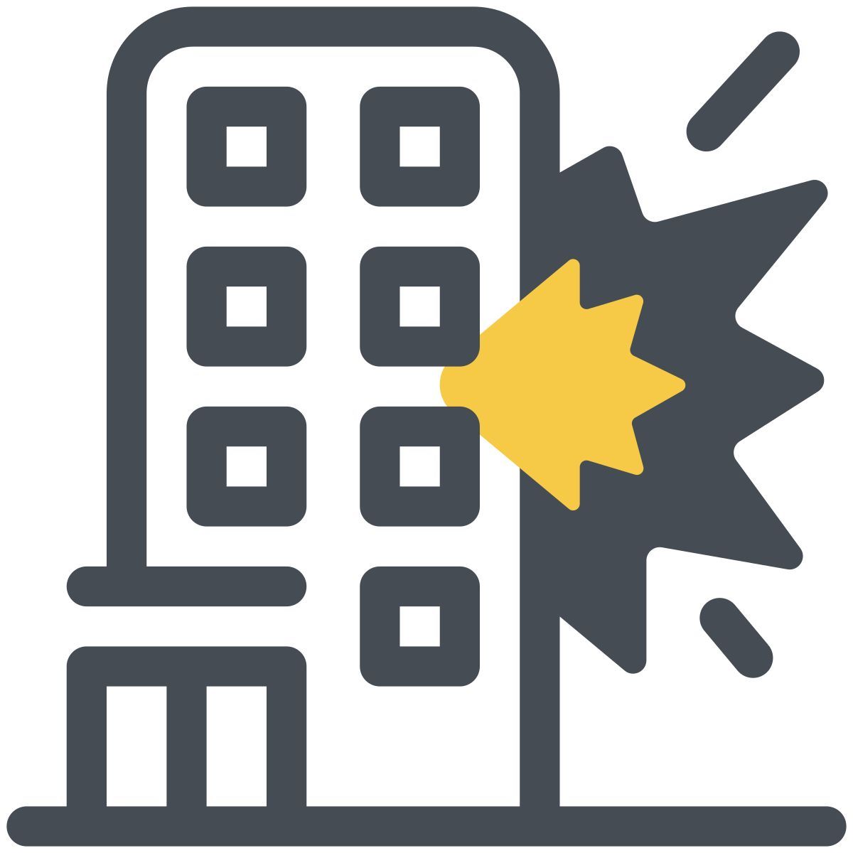 pastel color style explosion d'un bâtiment icon