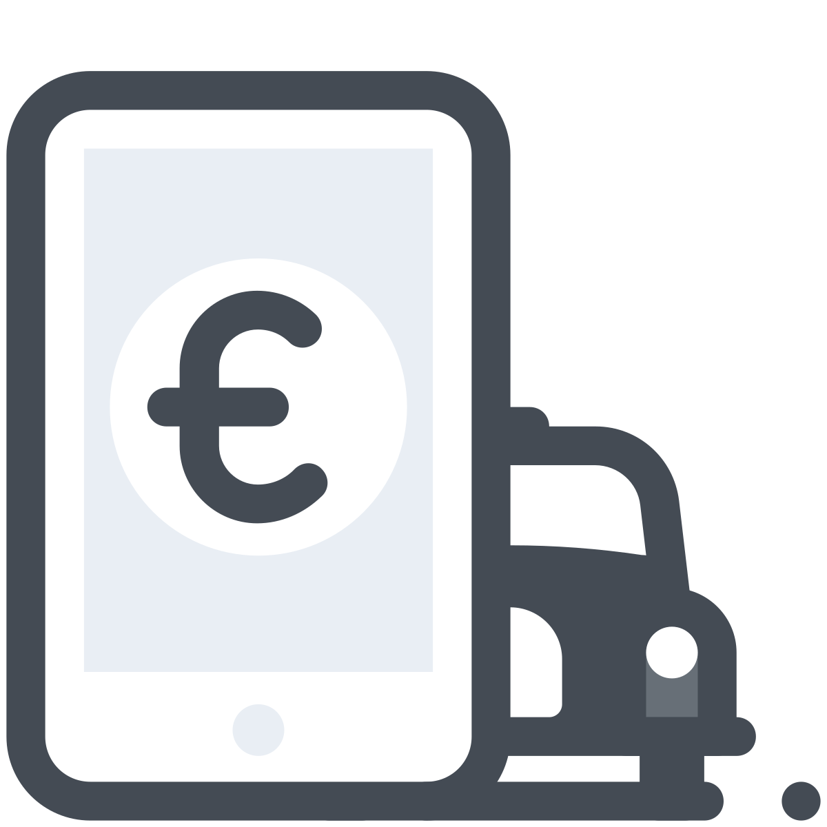 pastel color style taxi mobile payment euro icon